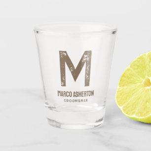 Vaso De Chupito Sencilla fiesta de soltero con inicial y nombre ne