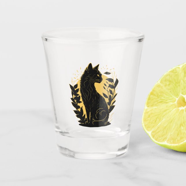 Vaso De Chupito Sentando gato (Anverso)