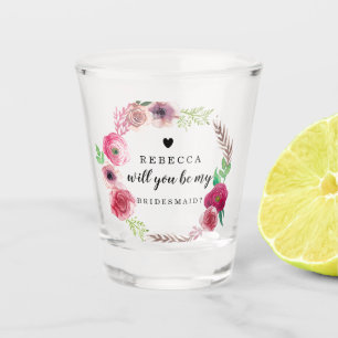 Vaso De Chupito ¿Serás mi dama de honor? Vidrio de flores.