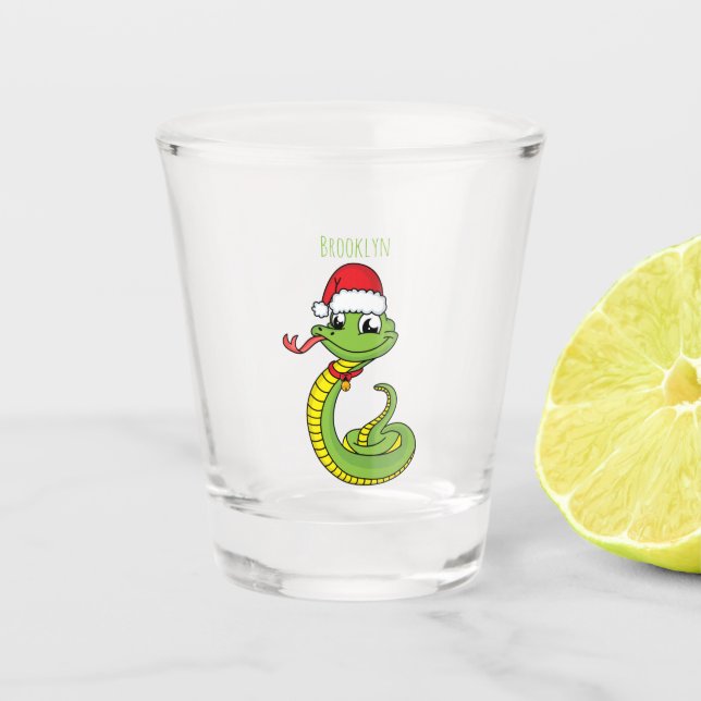 Vaso De Chupito Serpiente verde suave con personalizado de sombrer (Anverso)