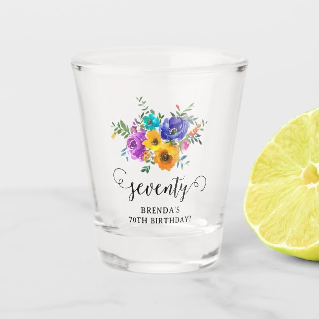 Vaso De Chupito Setenta 'Bright & Bold Floral 70 cumpleaños (Anverso)