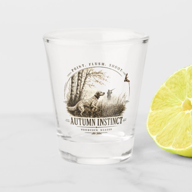 Vaso De Chupito Setter inglés, caza de chocha (Anverso)