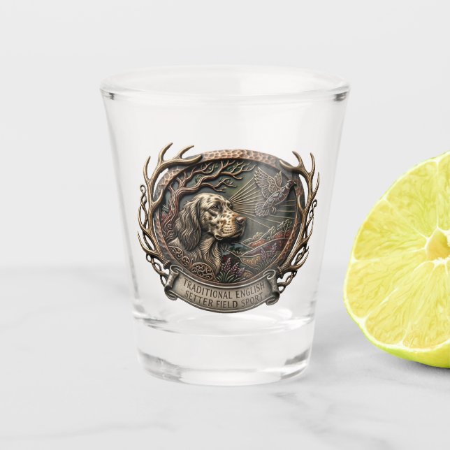 Vaso De Chupito Setter inglés, caza de chocha (Anverso)