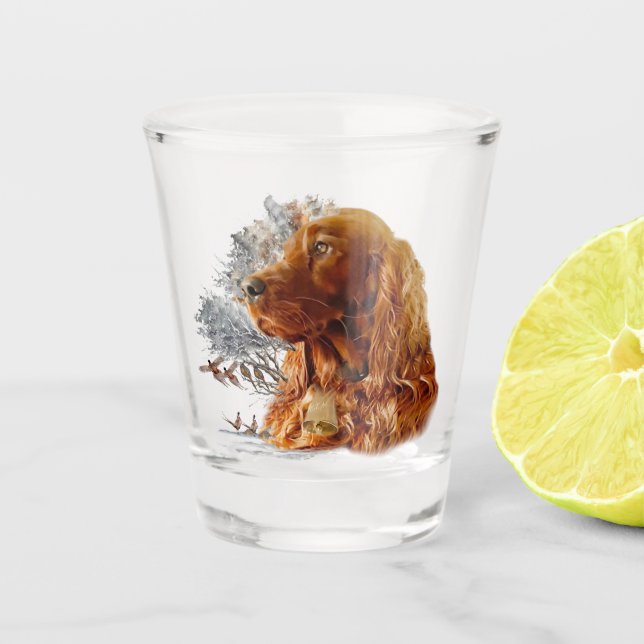 Vaso De Chupito Setter irlandés con faisán  (Anverso)