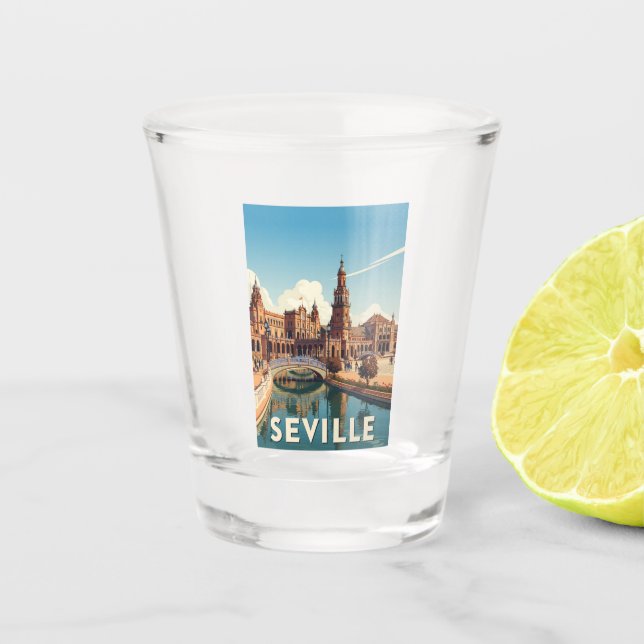 Vaso De Chupito Sevilla España Plaza de España (Anverso)
