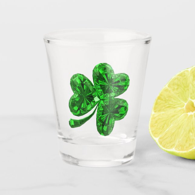 Vaso De Chupito Shamrock de esmeralda (Anverso)