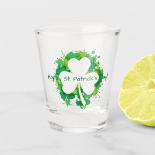Vaso De Chupito Shamrock transparente con manchas de pintura verde