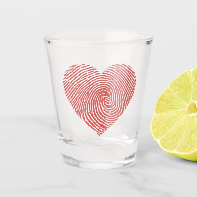Vaso De Chupito Shot Glass Heart Fingerprint – Unique Love Print  (Anverso)