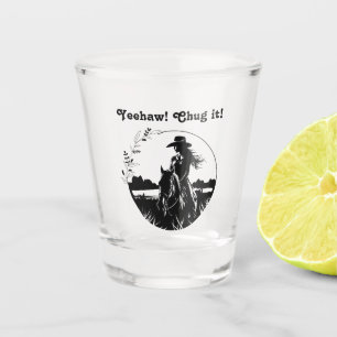 Vaso De Chupito ¡Sí! ¡Chug! Vaquera del caballo occidental en el r