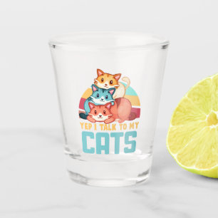 Vaso De Chupito Sí, hablo con el diseño de un gato de trío adorabl