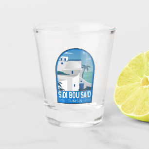 Vaso De Chupito Sidi Bou Said Tunisia Vintage de arte de viajes re