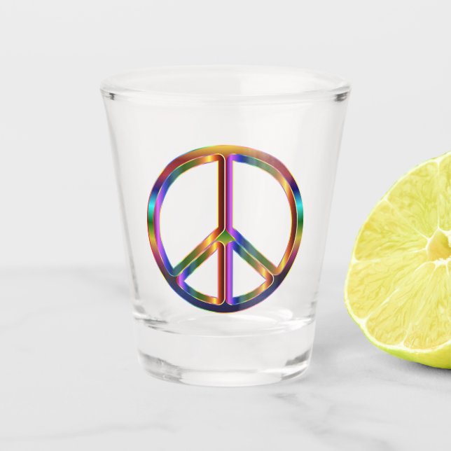 Vaso De Chupito Signo de paz cromado (Anverso)