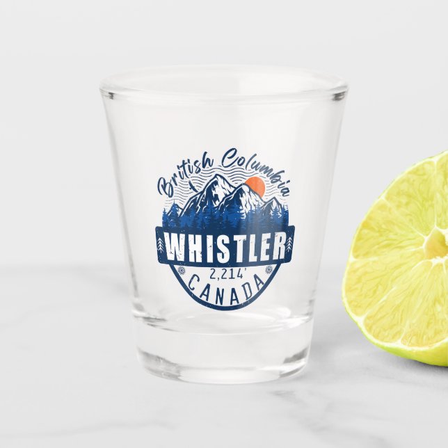 Vaso De Chupito Silbato Columbia Británica Canadá Esquí Minimalist (Anverso)
