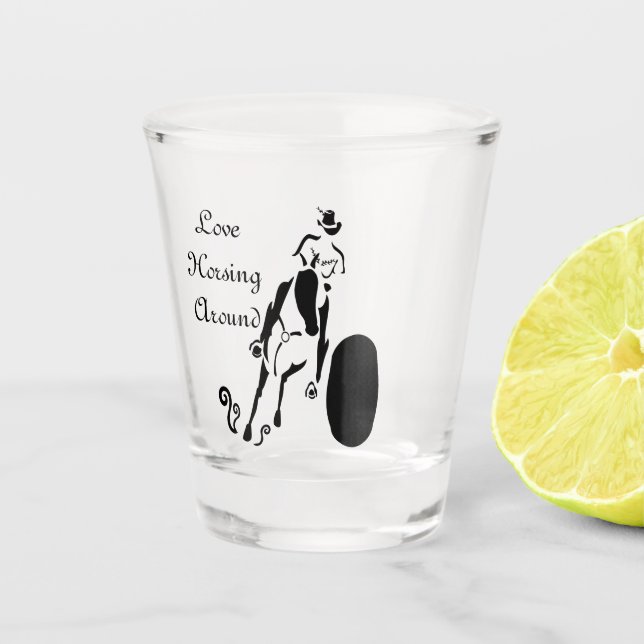 Vaso De Chupito Silhouette Cowgirl Barrel Carreras (Anverso)