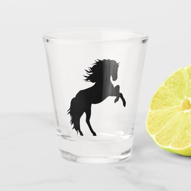 Vaso De Chupito Silhouette moderna de caballo negro (Anverso)