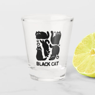 Vaso De Chupito Silhouettes de gato negro - Diseño felino lindo