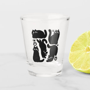 Vaso De Chupito Silhouettes de gato negro - Diseño felino lindo