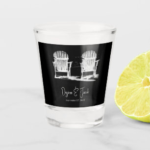 Vaso De Chupito Sillas De Playa Boda Moderno Blanco Y Negro