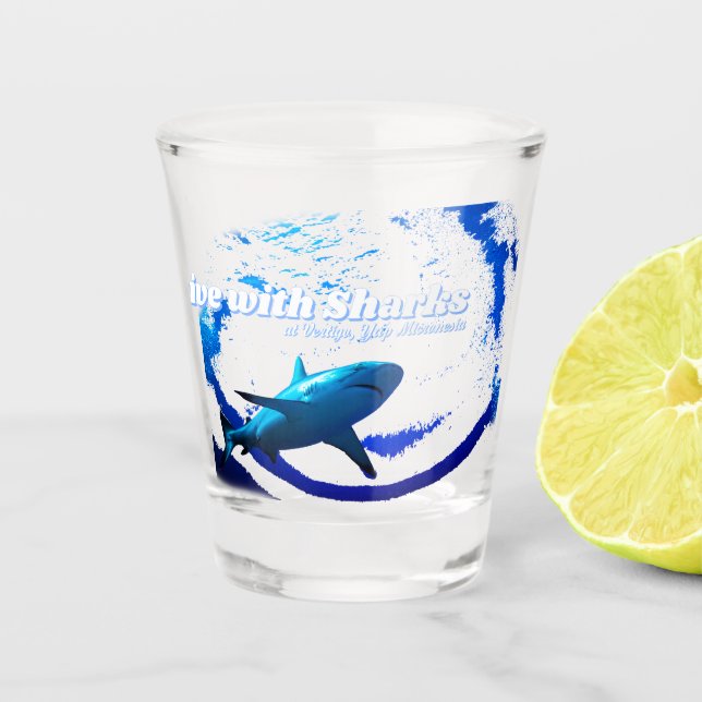 Vaso De Chupito Silueta de arrecife de tiburón (Anverso)