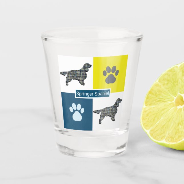Vaso De Chupito Silueta de perro de Springer Spaniel (Anverso)