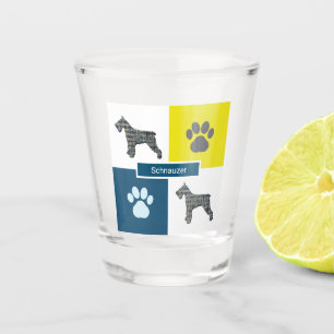 Vaso De Chupito Silueta de perro Schnauzer & huella de pata Y&B Cu