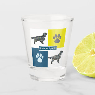 Vaso De Chupito Silueta de perro Springer Spaniel y rejilla de Pat