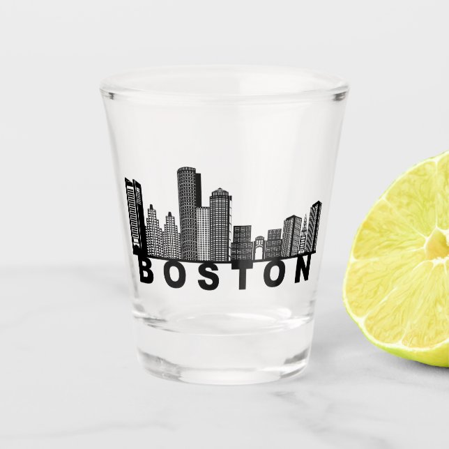 Vaso De Chupito Silueta del horizonte de Boston  (Anverso)