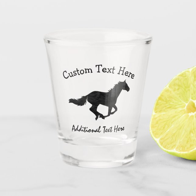 Vaso De Chupito Silueta galopante de la acuarela del caballo (Anverso)