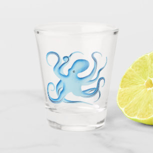 Vaso De Chupito Silueta vectorial del pulpo azul