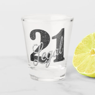 Vaso De Chupito Silver 21 y Legal Gris mínimo 21 cumpleaños