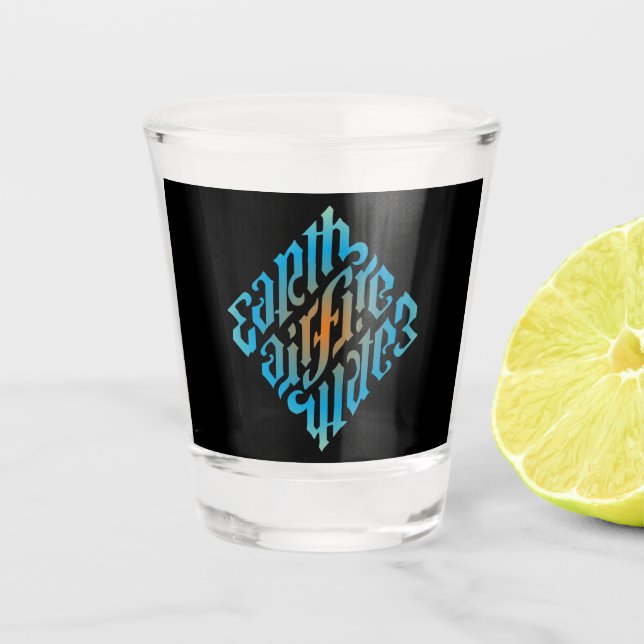 Vaso De Chupito Símbolo azul de elementos de Illuminati (Anverso)