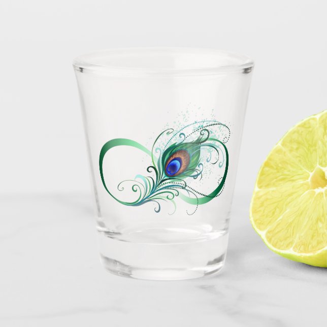 Vaso De Chupito Símbolo infinito con pluma de pavo real (Anverso)