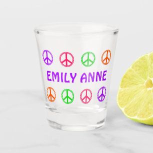 Vaso De Chupito Símbolos de Paz de Lunares Retro Personalizados