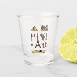 Vaso De Chupito Símbolos nacionales icónicos de Francia de viaje r