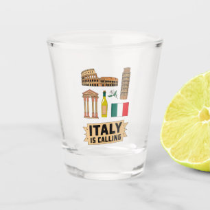 Vaso De Chupito Símbolos Nacionales Icónicos de Italia Viaje Retro