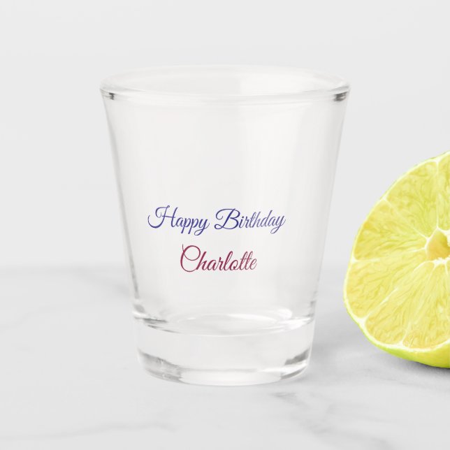 VASO DE CHUPITO SIMPLE MÍNIMO.NOMBRE DE BEBÉ FELIZ CUMPLEAÑOS  (Anverso)