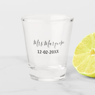 Vaso De Chupito simple monograma minimalista sra Sr nombre fecha a