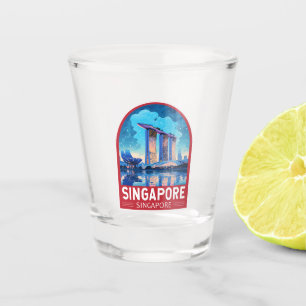 Vaso De Chupito Singapur Marina Bay Night Travel Art Vintage