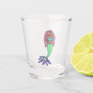 Vaso De Chupito sirena de arco iris rosa azul violeta verde rizo n