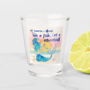 Vaso De Chupito Sirena de Mar Beber Como Un Pez Atardecer en la