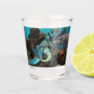 Vaso De Chupito Sirena y delfín bajo el mar