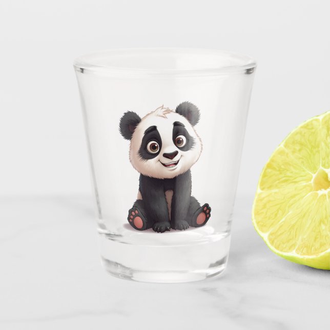 Vaso De Chupito Sitting Panda Bear Cartoon Illustration Artwork (Anverso)