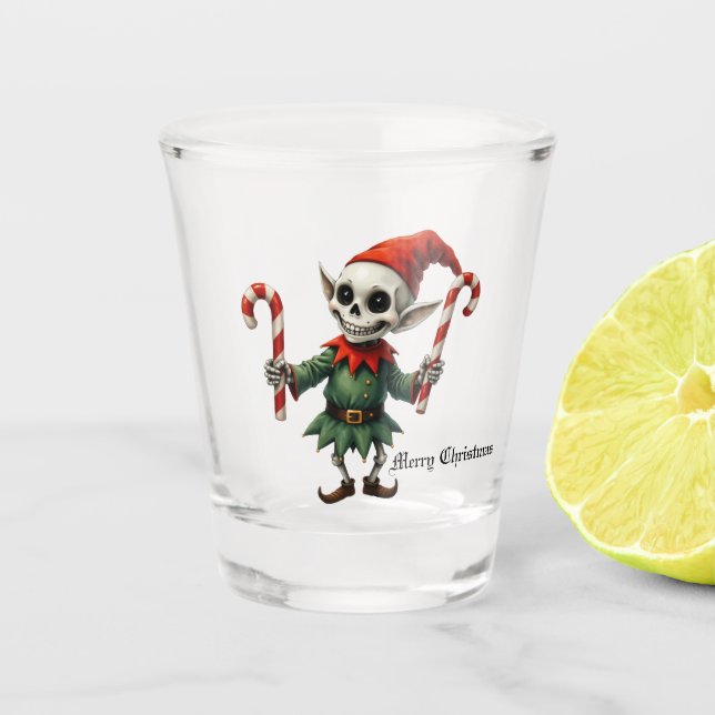 Vaso De Chupito Skeleton Christmas Elf – Creepy Cute Dark Holiday  (Anverso)