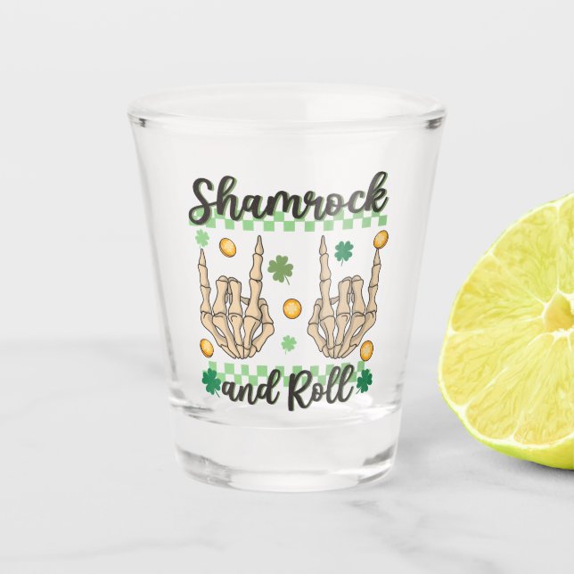 Vaso De Chupito Skeleton de mano de Shamrock y Roll (Anverso)