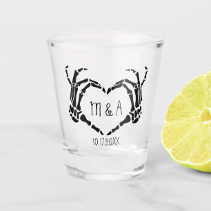 Vaso De Chupito Skeleton Manos Forma Corazón Boda Personalizada