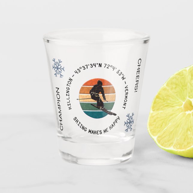 Vaso De Chupito Ski Killington, Vermont - Esquiador masculino, tex (Anverso)