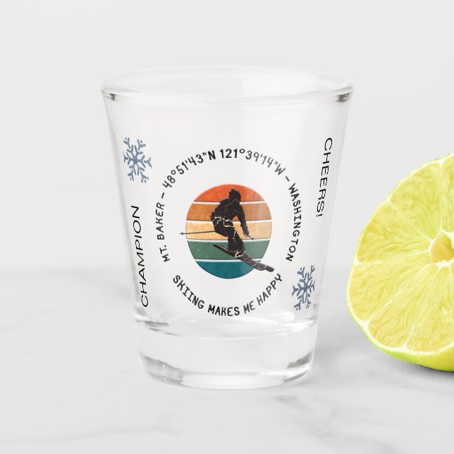 Vaso De Chupito Ski Mt. Baker, Washington - Esquiador masculino, t (Anverso)