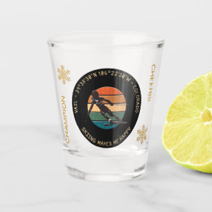 Vaso De Chupito Ski Vail, Colorado - Esquiadora, Golden Text