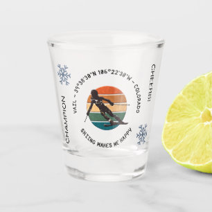 Vaso De Chupito Ski Vail, Colorado - Esquiadora, texto negro