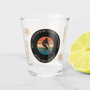 Vaso De Chupito Ski Vail, Colorado - Hombre Esquiador, Golden Text